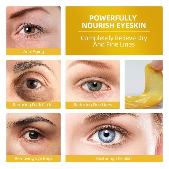 24k gold eye mask, dark circles eye mask,eye patches,with one yellow headband - Picture 2 of 7